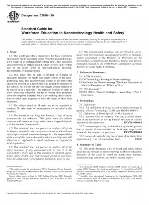 Standard Guide for Workforce Education in Nanotechnology Health and Safety