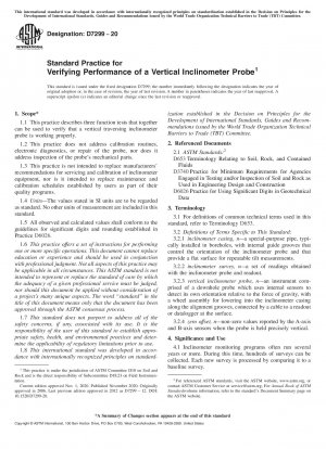 Standard Practice for Verifying Performance of a Vertical Inclinometer Probe