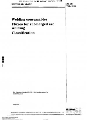 Welding consumables - Fluxes for submerged arc welding - Classification