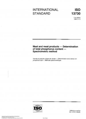Meat and meat products - Determination of total phosphorus content - Spectrometric method