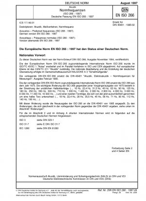 Acoustic - Preferred frequencies (ISO 266:1997); German version EN ISO 266:1997