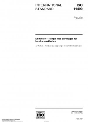 Dentistry - Single-use cartridges for local anaesthetics