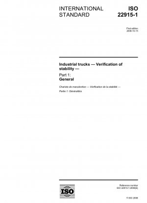Industrial trucks - Verification of stability - Part 1: General