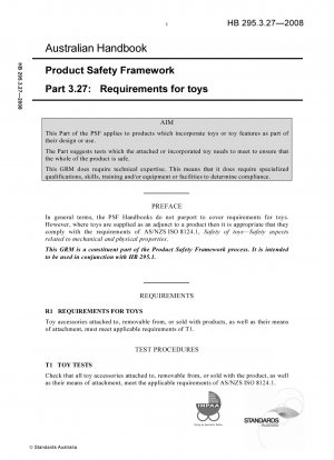 Product Safety Framework - Requirements for toys