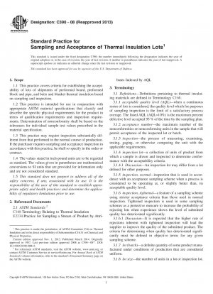 Standard Practice for  Sampling and Acceptance of Thermal Insulation Lots