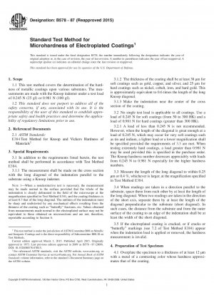 Standard Test Method for  Microhardness of Electroplated Coatings