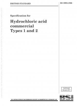 Specification for Hydrochloric acid commercial Types