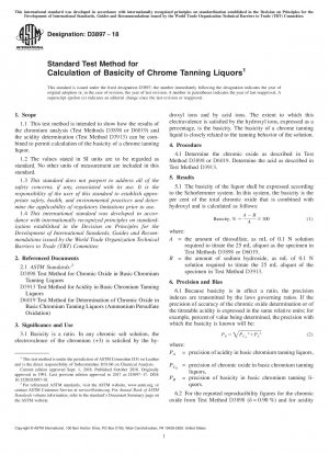 Standard Test Method for Calculation of Basicity of Chrome Tanning Liquors