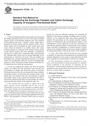 Standard Test Method for Measuring the Exchange Complex and Cation Exchange Capacity of Inorganic Fine-Grained Soils