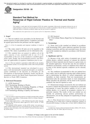 Standard Test Method for Response of Rigid Cellular Plastics to Thermal and Humid Aging