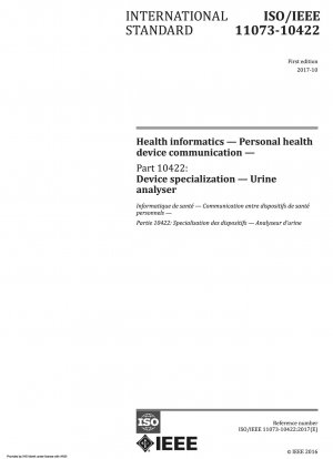 Health informatics — Personal health device communication — Part 10422: Device specialization — Urine analyser