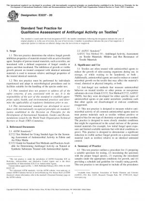 Standard Test Practice for Qualitative Assessment of Antifungal Activity on Textiles