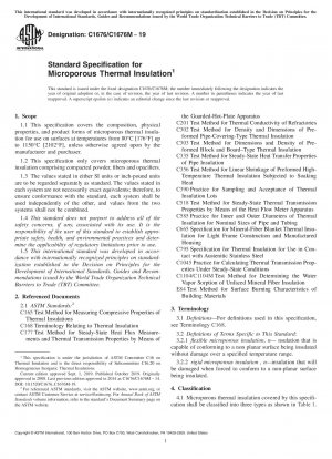 Standard Specification for Microporous Thermal Insulation