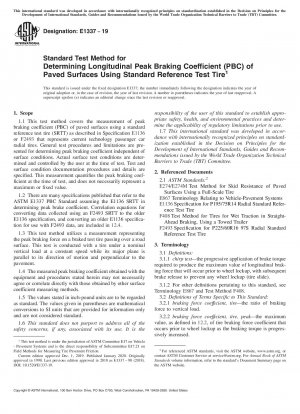 Standard Test Method for Determining Longitudinal Peak Braking Coefficient (PBC) of Paved Surfaces Using Standard Reference Test Tire