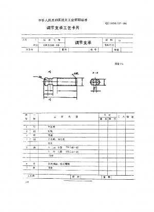 Machine tool fixture parts and components process card adjustment support