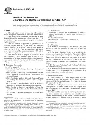 Standard Test Method for Chlordane and Heptachlor Residues in Indoor Air 