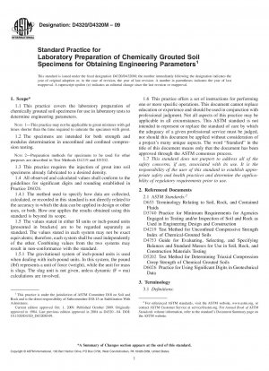 Standard Practice for Laboratory Preparation of Chemically Grouted Soil Specimens for Obtaining Engineering Parameters