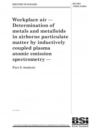 Workplace air - Determination of metals and metalloids in airborne particulate matter by inductively coupled plasma atomic emission spectrometry - Analysis