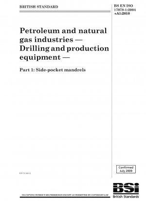 Petroleum and natural gas industries - Drilling and production equipment - Side-pocket mandrels