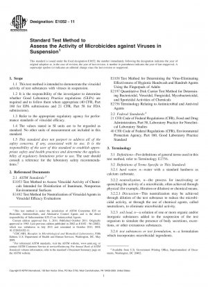 Standard Test Method to Assess the Activity of Microbicides against Viruses in Suspension