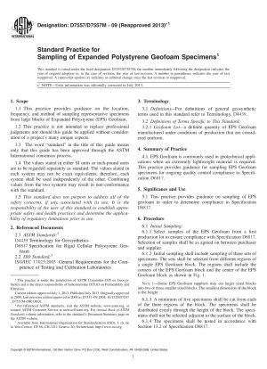 Standard Practice for Sampling of Expanded Polystyrene Geofoam Specimens