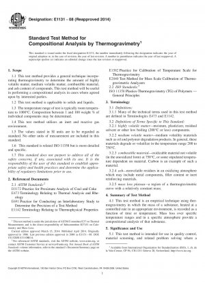 Standard Test Method for  Compositional Analysis by Thermogravimetry