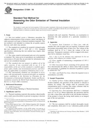 Standard Test Method for Assessing the Odor Emission of Thermal Insulation Materials