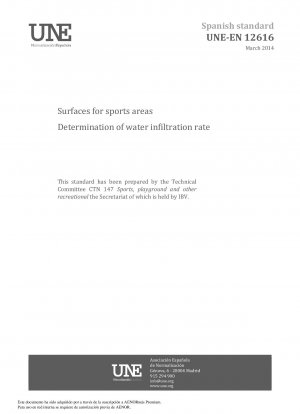 Surfaces for sports areas - Determination of water infiltration rate