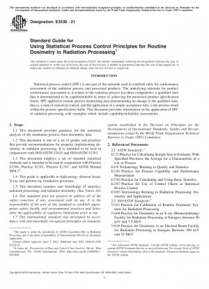 Standard Guide for Using Statistical Process Control Principles for Routine Dosimetry in Radiation Processing