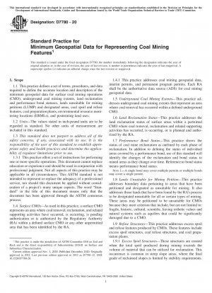 Standard Practice for Minimum Geospatial Data for Representing Coal Mining Features