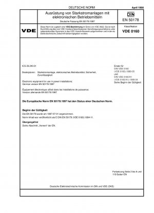 Electronic equipment for use in power installations; German version EN 50178:1997