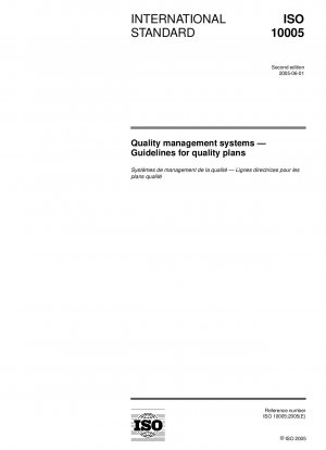 Quality management systems - Guidelines for quality plans