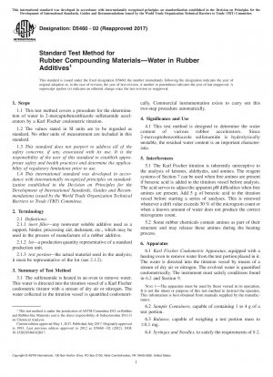 Standard Test Method for  Rubber Compounding Materials&x2014;Water in Rubber Additives