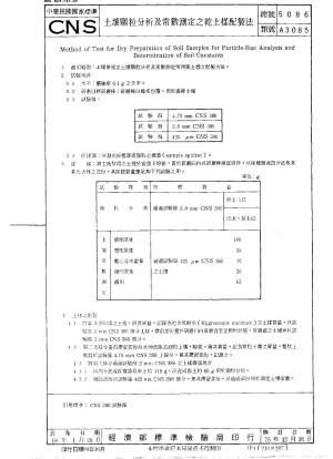 Dry soil sample preparation method for soil particle analysis and constant determination