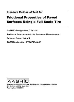 Standard Method of Test for Frictional Properties of Paved Surfaces Using a Full-Scale Tire
