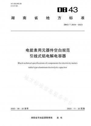 Blank specifications for components for electric energy meters, leaded aluminum electrolytic capacitors