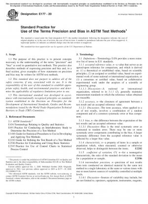 Standard Practice for Use of the Terms Precision and Bias in ASTM Test Methods