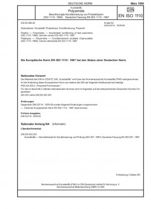 Plastics - Polyamides - Accelerated conditioning of test specimens (ISO 1110:1995); German version EN ISO 1110:1997