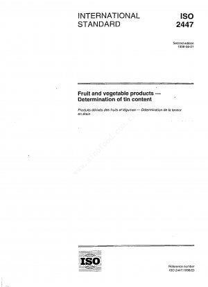 Fruit and vegetable products - Determination of tin content