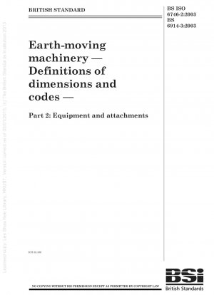 Earth-moving machinery. Definitions of dimensions and codes. Equipment and attachments