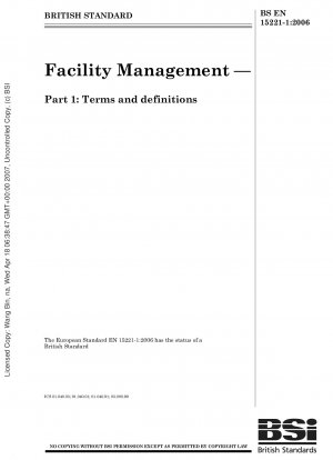 Facility Management - Part 1: Terms and definitions