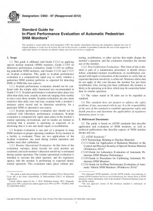 Standard Guide for  In-Plant Performance Evaluation of Automatic Pedestrian SNM Monitors