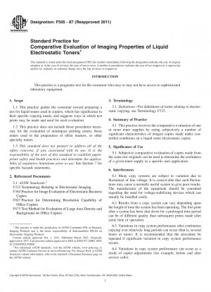 Standard Practice for Comparative Evaluation of Imaging Properties of Liquid Electrostatic Toners