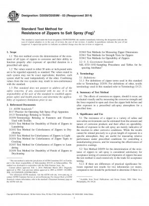 Standard Test Method for  Resistance of Zippers to Salt Spray 40;Fog41;