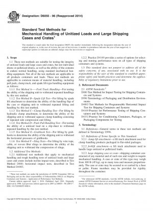 Standard Test Methods for  Mechanical Handling of Unitized Loads and Large Shipping Cases  and Crates