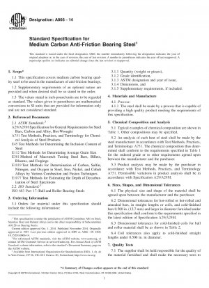 Standard Specification for Medium Carbon Anti-Friction Bearing Steel