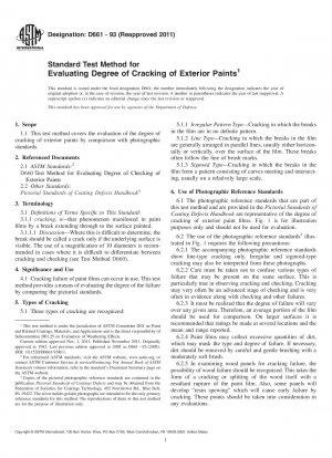 Standard Test Method for Evaluating Degree of Cracking of Exterior Paints