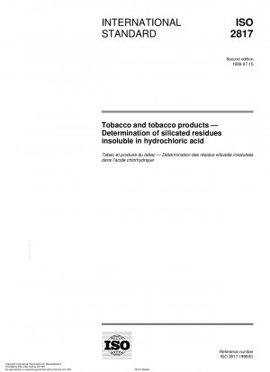 Tobacco and tobacco products - Determination of silicated residues insoluble in hydrochloric acid