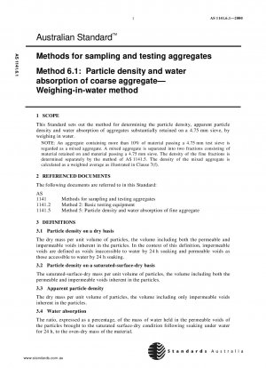 Methods for sampling and testing aggregates - Particle density and water absorption of coarse aggregate - Weighing-in-water method