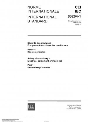 Safety of machinery - Electrical equipment of machines - Part 1: General requirements